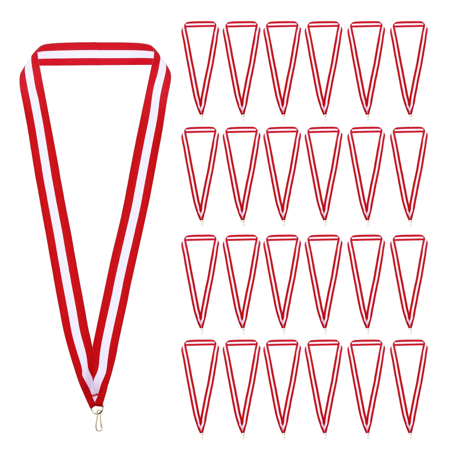 Uxcell 50Pcs Award Neck Ribbons with Snap Clip Medal Lanyards Red/White
