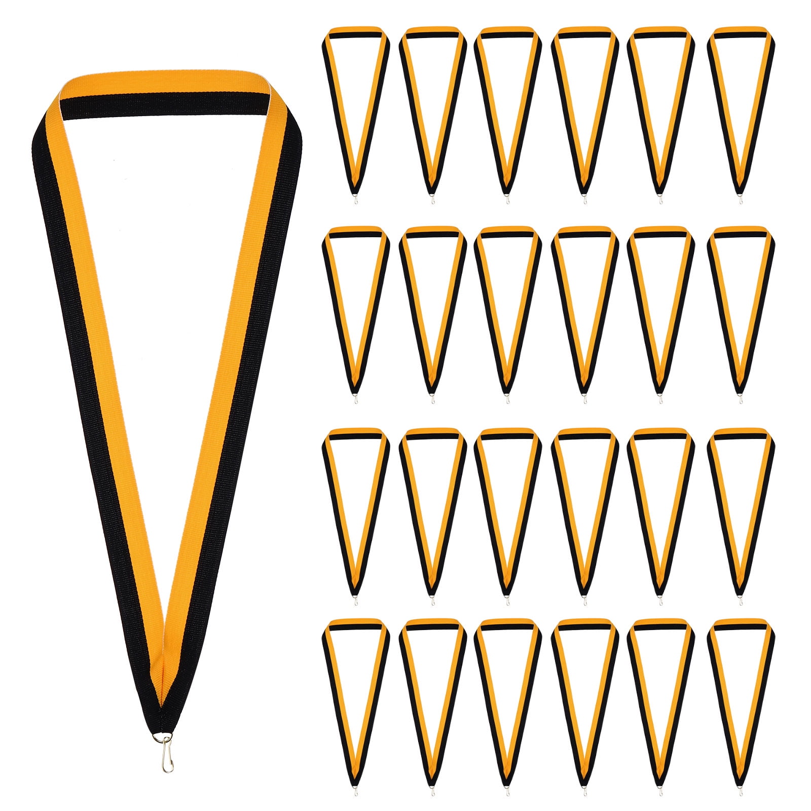 Uxcell 50Pcs Award Neck Ribbons with Snap Clip Medal Lanyards Yellow/Black