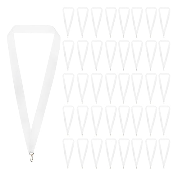 Uxcell Award Neck Ribbons with Snap Clips, Polyester Medal Lanyards for Competitions Achievement White