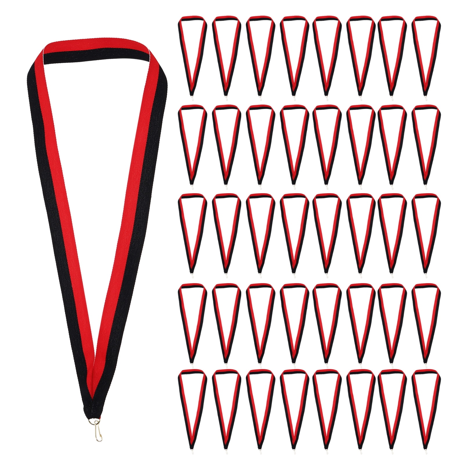 Uxcell Award Neck Ribbons with Snap Clips Polyester Medal Lanyards for Competitions Black/Red 100 Pack