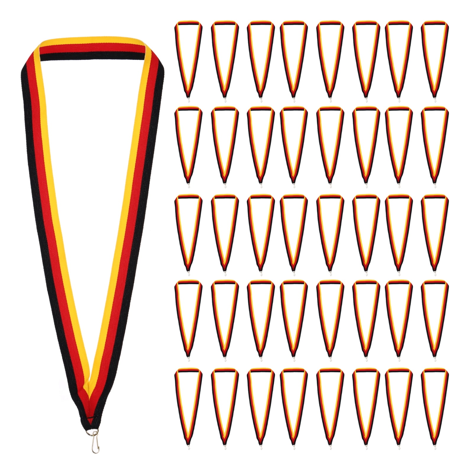Uxcell Award Neck Ribbons with Snap Clips Polyester Medal Lanyards for Competitions Black/Red/Yellow 100 Pack