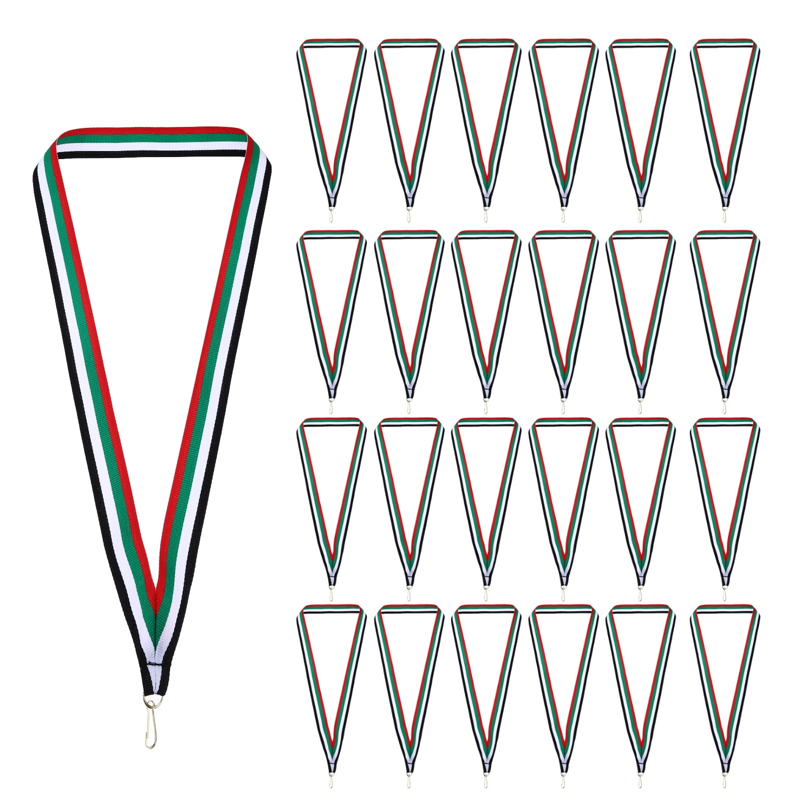 Uxcell Award Neck Ribbons with Snap Clips Polyester Medal Lanyards for Competitions Black/White/Green/Red 66 Pack