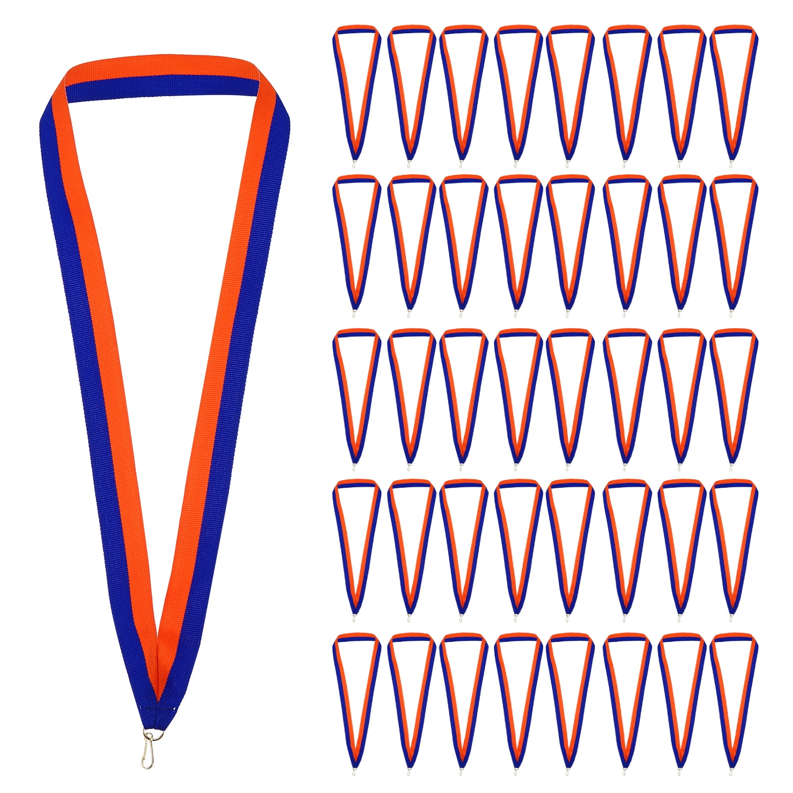 Uxcell Award Neck Ribbons with Snap Clips Polyester Medal Lanyards for Competitions Blue/Orange 100 Pack