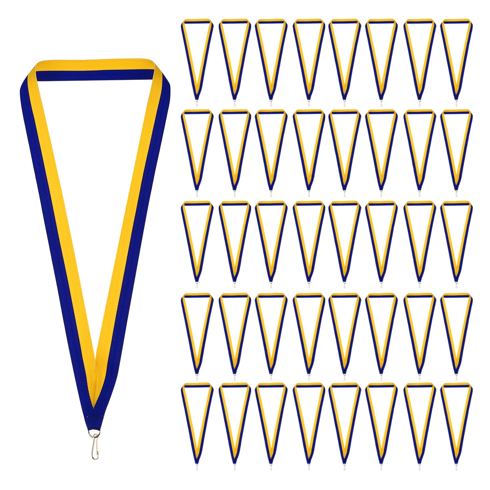Uxcell Award Neck Ribbons with Snap Clips Polyester Medal Lanyards for Competitions Blue/Yellow 100 Pack