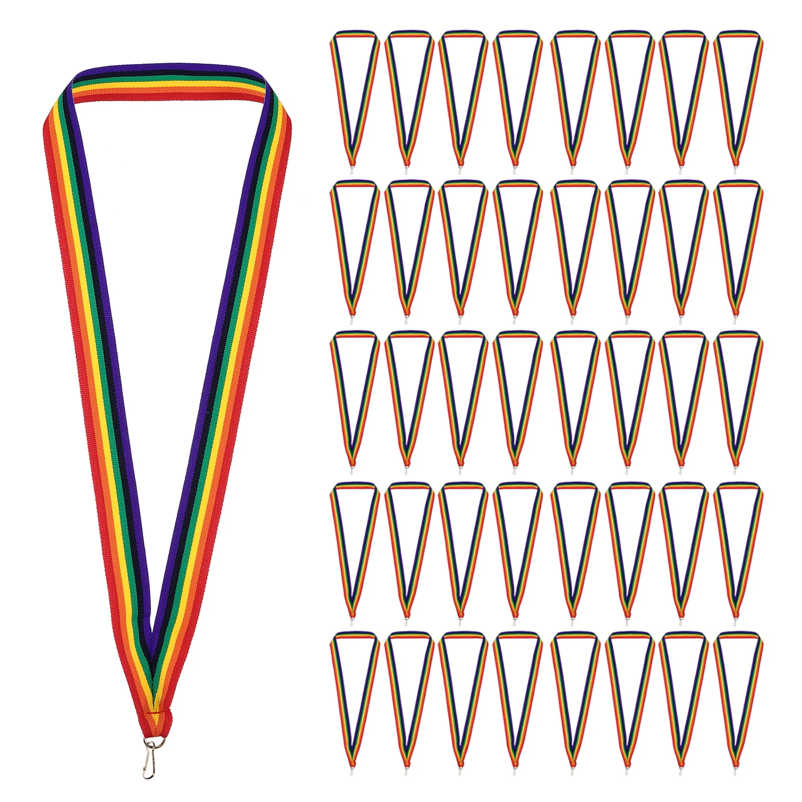 Uxcell Award Neck Ribbons with Snap Clips Polyester Medal Lanyards for Competitions Color 100 Pack