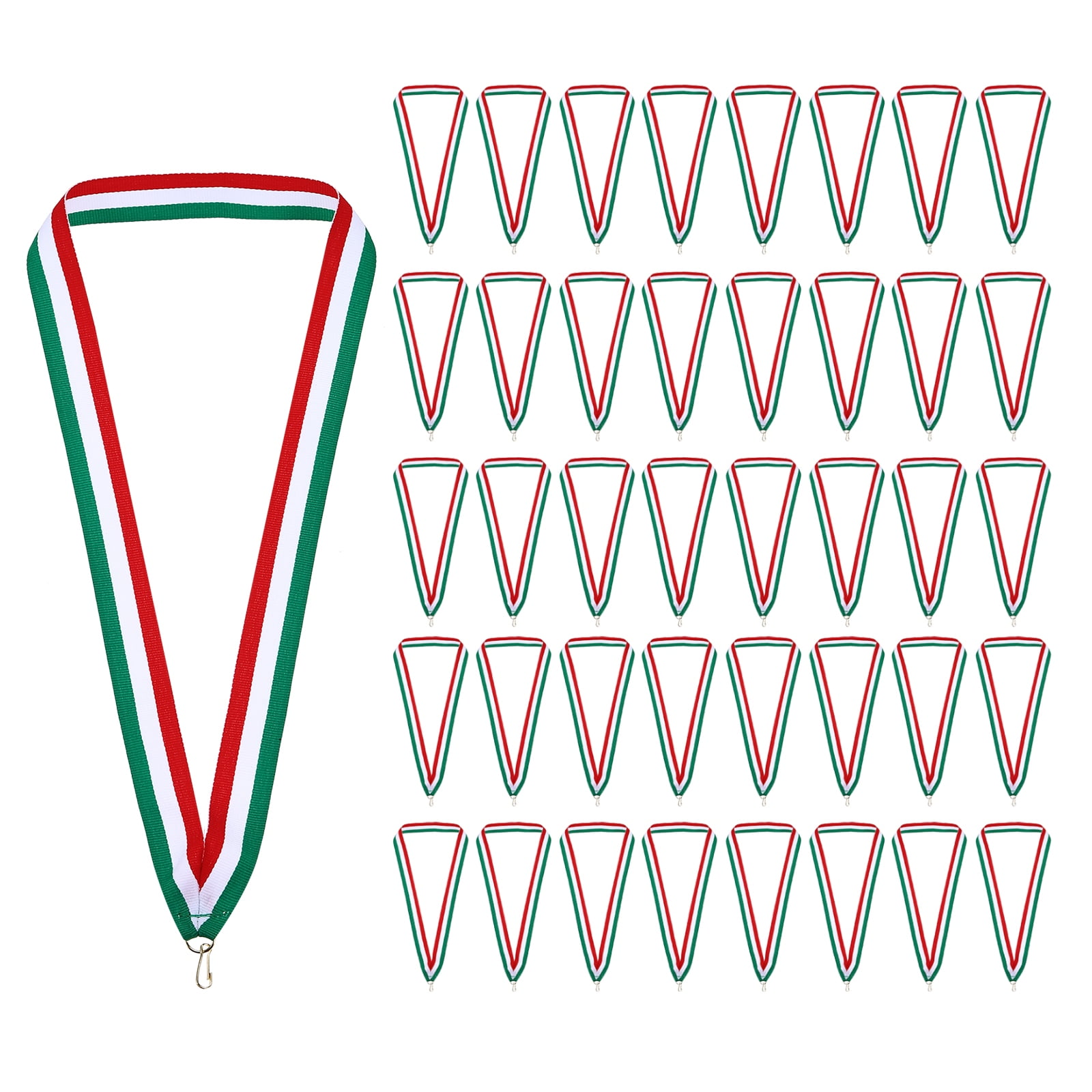 Uxcell Award Neck Ribbons with Snap Clips Polyester Medal Lanyards for Competitions Green/White/Red 100 Pack