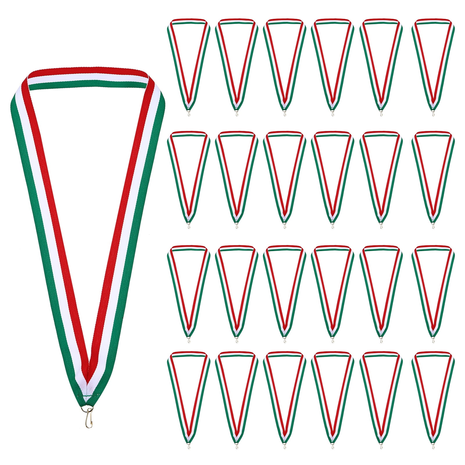 Uxcell Award Neck Ribbons with Snap Clips Polyester Medal Lanyards for Competitions Green/White/Red 66 Pack