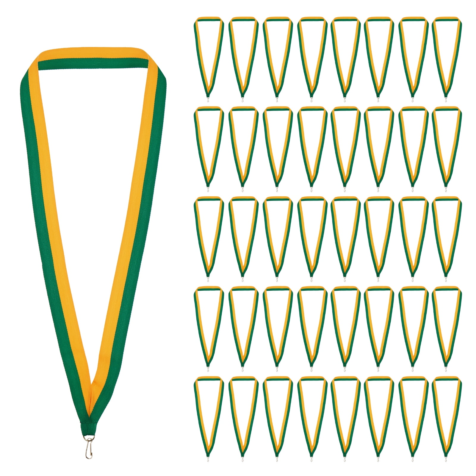 Uxcell Award Neck Ribbons with Snap Clips Polyester Medal Lanyards for Competitions Green/Yellow 100 Pack