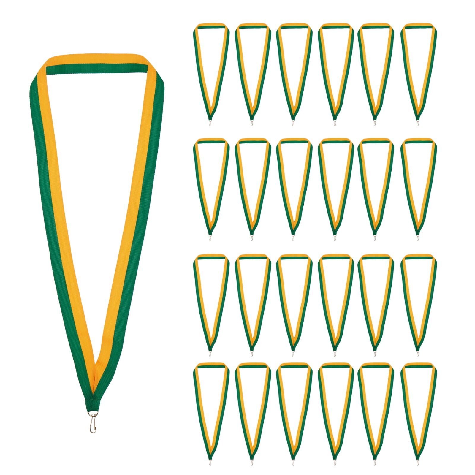 Uxcell Award Neck Ribbons with Snap Clips Polyester Medal Lanyards for Competitions Green/Yellow 66 Pack