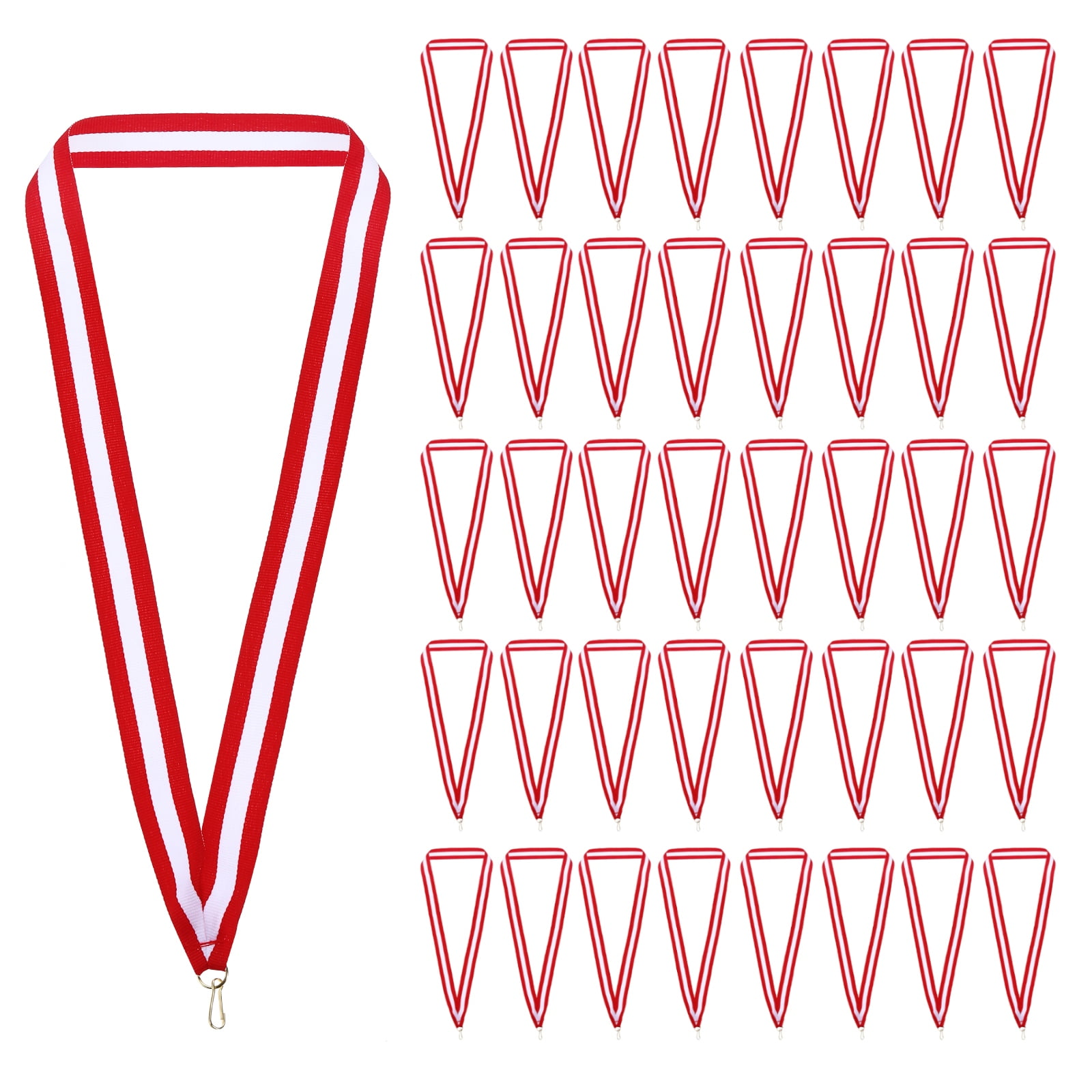 Uxcell Award Neck Ribbons with Snap Clips Polyester Medal Lanyards for Competitions Red/White 100 Pack