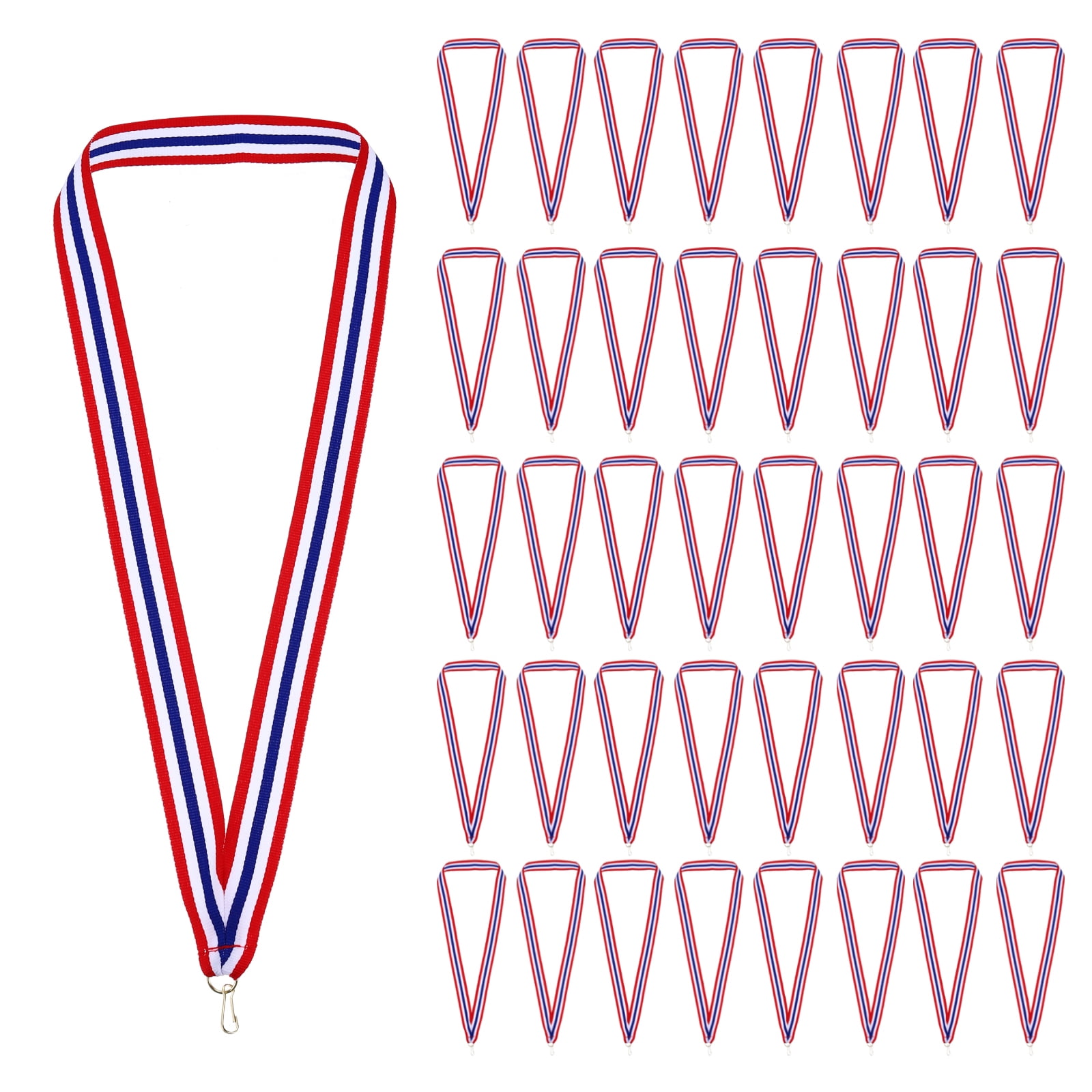 Uxcell Award Neck Ribbons with Snap Clips Polyester Medal Lanyards for Competitions Red/White/Blue/Red 100 Pack