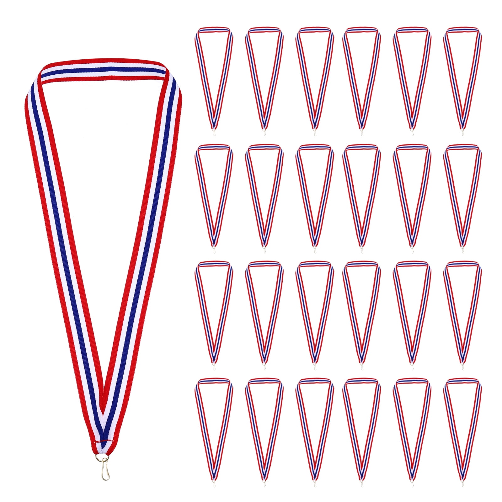 Uxcell Award Neck Ribbons with Snap Clips Polyester Medal Lanyards for Competitions Red/White/Blue/Red 66 Pack