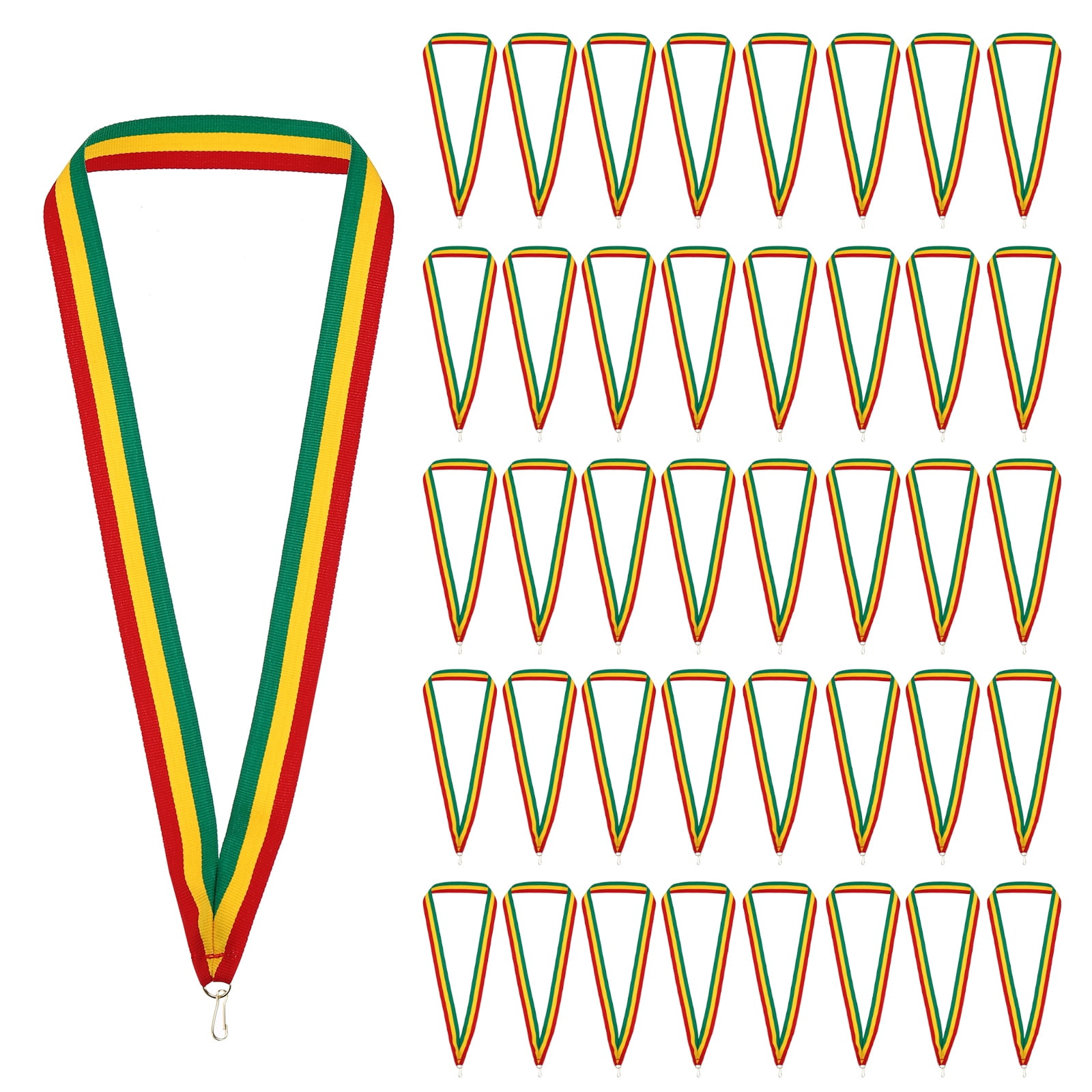 Uxcell Award Neck Ribbons with Snap Clips Polyester Medal Lanyards for Competitions Red/Yellow/Green 100 Pack