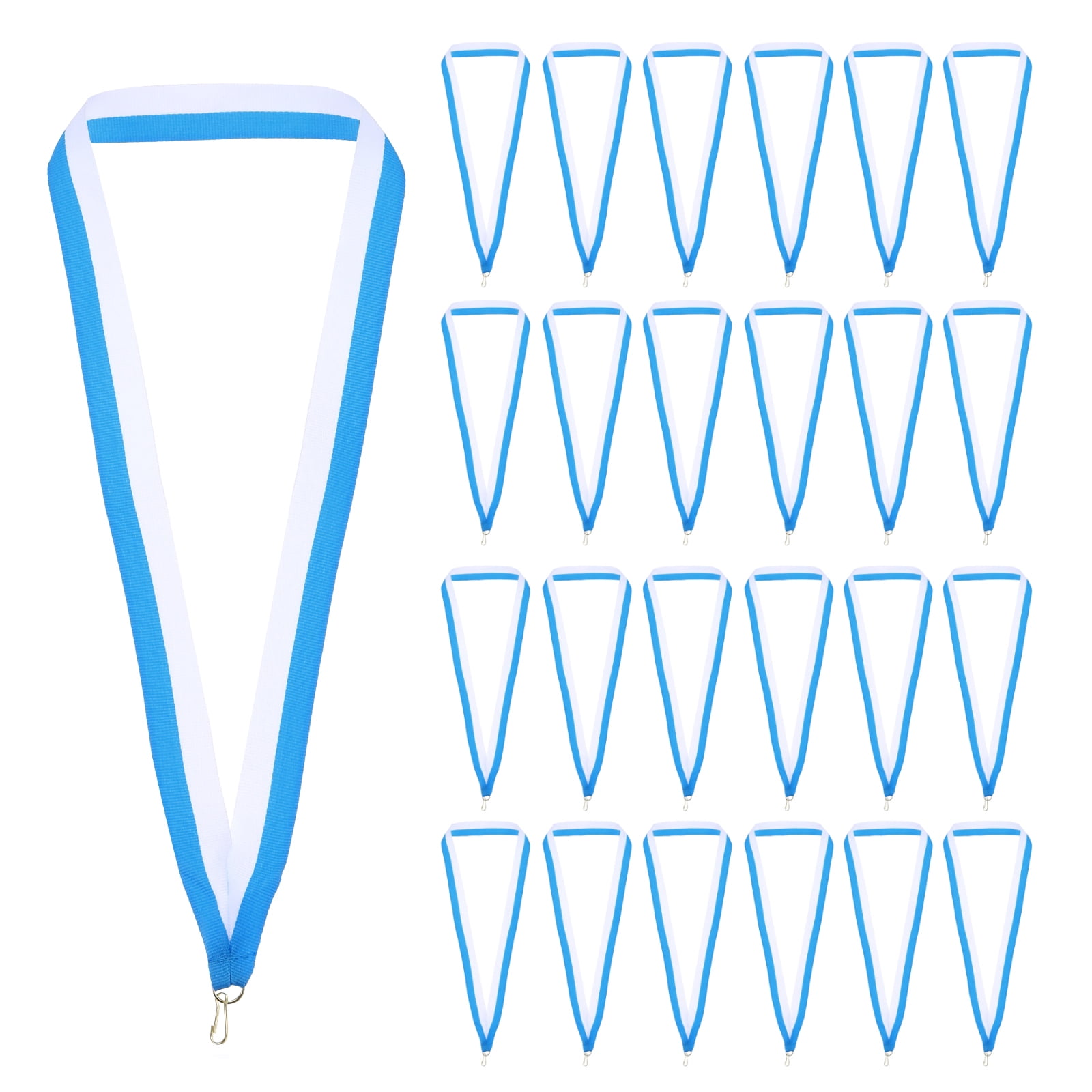 Uxcell Award Neck Ribbons with Snap Clips Polyester Medal Lanyards for Competitions Sky Blue/White 66 Pack