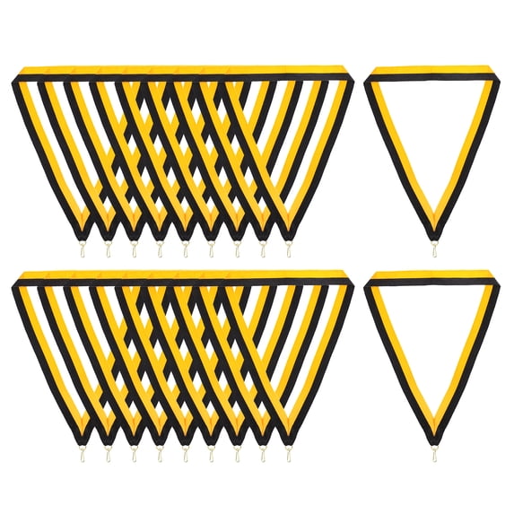 Uxcell Award Neck Ribbons with Snap Clips, Polyester Striped Medal Lanyards Ribbon, Black Golden 20Pcs