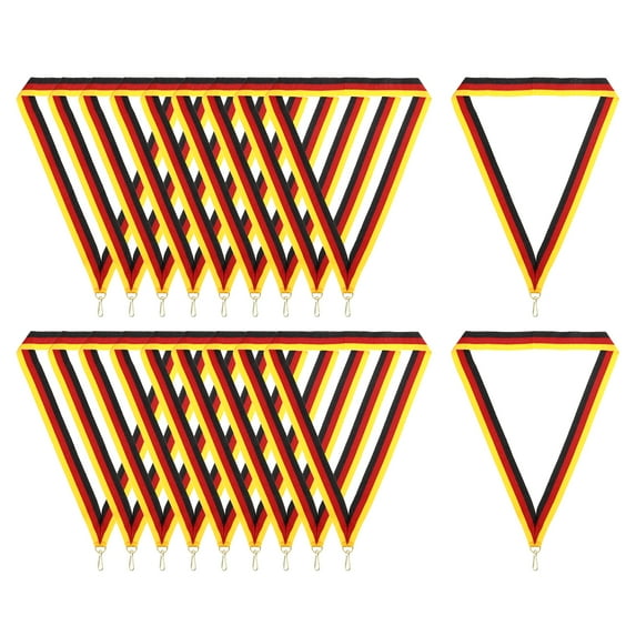 Uxcell Award Neck Ribbons with Snap Clips, Polyester Striped Medal Lanyards Ribbon, Black Red Yellow 10Pcs
