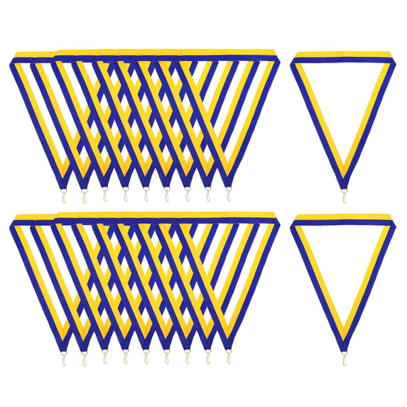 Uxcell Award Neck Ribbons with Snap Clips, Polyester Striped Medal Lanyards Ribbon, Blue Golden 20Pcs