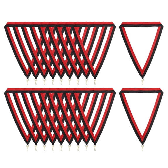 Uxcell Award Neck Ribbons with Snap Clips, Polyester Striped Medal Lanyards Ribbon, Red Black 20Pcs