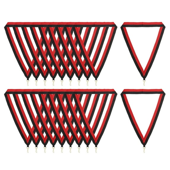 Uxcell Award Neck Ribbons with Snap Clips, Polyester Striped Medal Lanyards Ribbon, Red Black 30Pcs