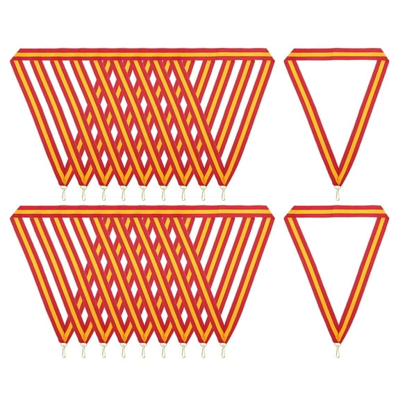 Uxcell Award Neck Ribbons with Snap Clips, Polyester Striped Medal Lanyards Ribbon, Red Yellow 30Pcs