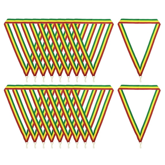 Uxcell Award Neck Ribbons with Snap Clips, Polyester Striped Medal Lanyards Ribbon, Red Yellow Green 30Pcs