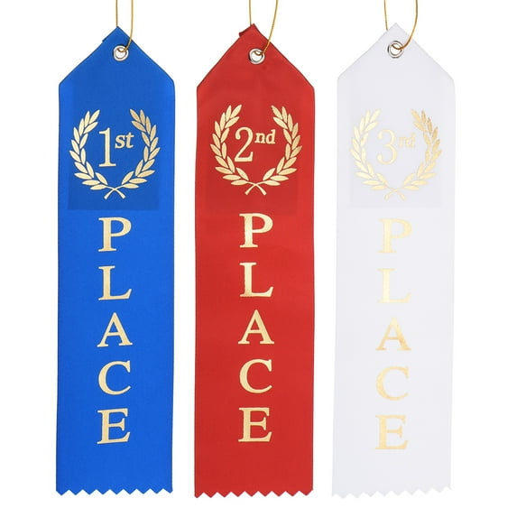 Uxcell Award Ribbon Prize Medal Ribbon with Event Card and Rope for Special Occasions Blue/Red/White