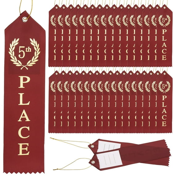 Uxcell Award Ribbon Prize Medal Ribbon with Event Card and Rope for Special Occasions Dark Red