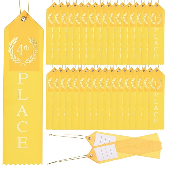 Uxcell Award Ribbon Prize Medal Ribbon with Event Card and Rope for Special Occasions Yellow