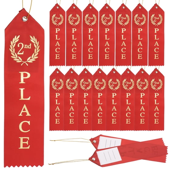Uxcell 50Pcs Award Ribbons Prize Medal Ribbon with Event Card and Ropes for Celebrations Red
