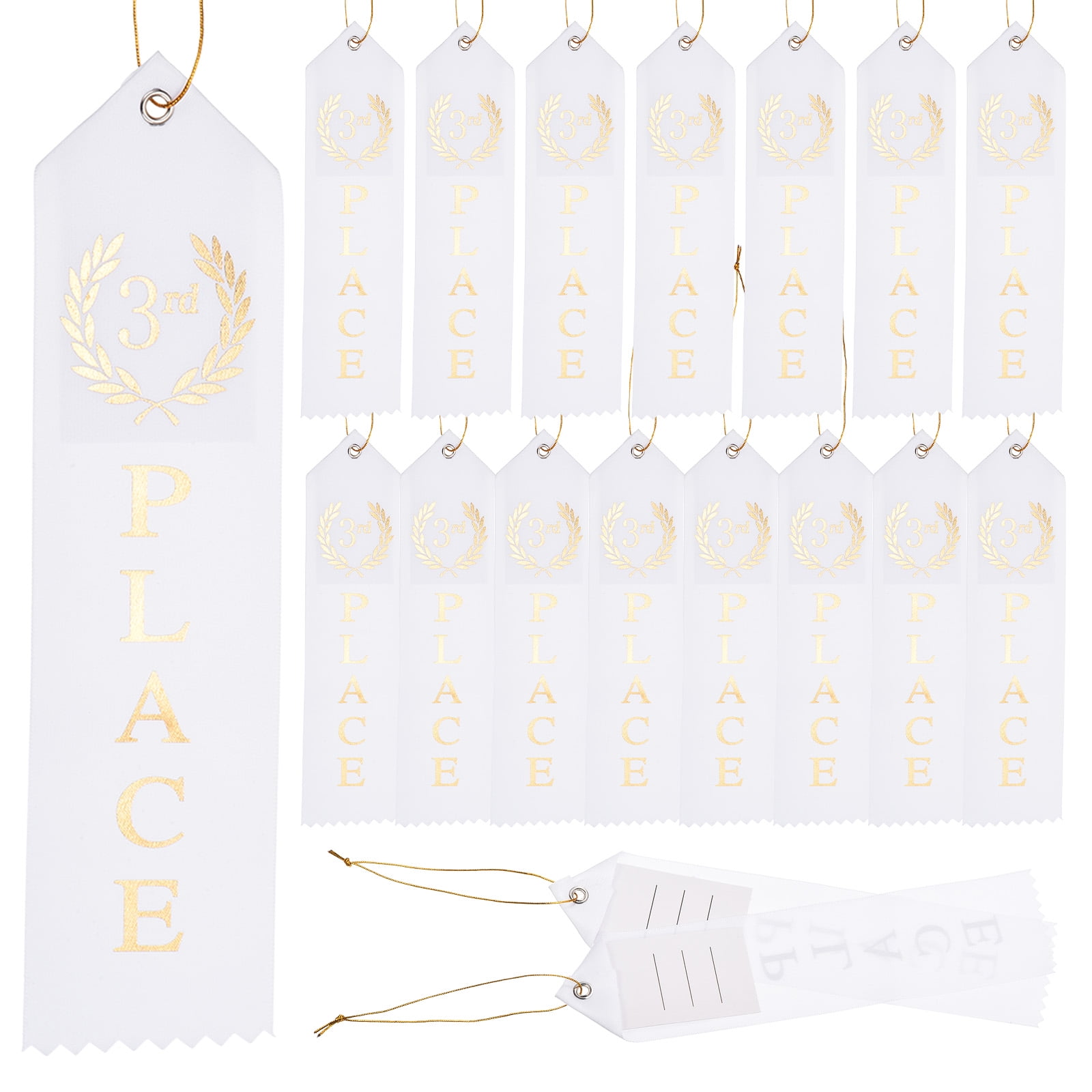 Uxcell Award Ribbons Prize Medal Ribbon with Event Cards and Ropes Durable Material White