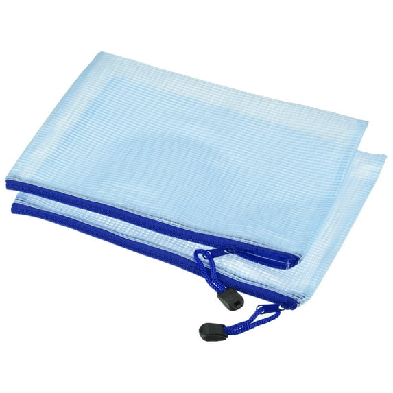 Uxcell B4 File Document Pockets Bill Pouch Mesh Zipper Bags, Blue 6 Pack