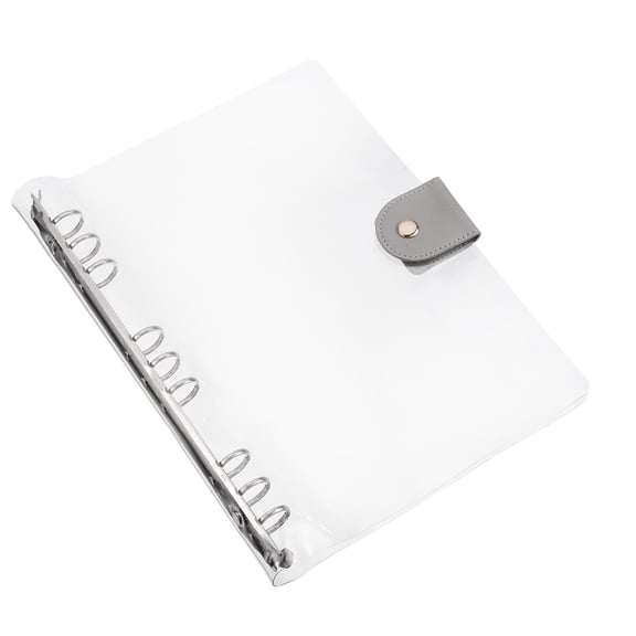 Uxcell B5 Clear Notebook Binder, Transparent Soft Polyvinyl chloride 9-Ring Refillable Planner Cover Planner Binder with Snap Button Closure for Journal Planner Office Organizer Accessories, Gray