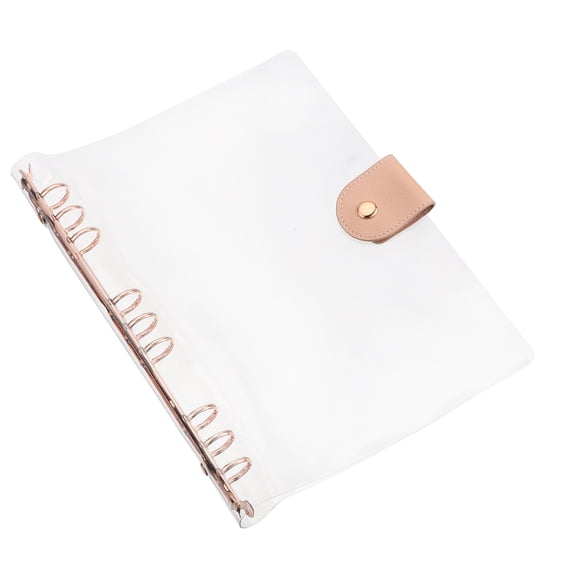 Uxcell B5 Clear Notebook Binder, Transparent Soft Polyvinyl chloride 9-Ring Refillable Planner Cover Planner Binder with Snap Button Closure for Journal Planner Office Organizer Accessories, Gold