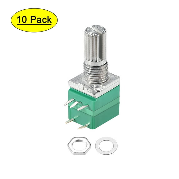 Uxcell B50K Ohm Single Turn Rotary Film Potentiometer Variable Resistors Carbon Green 10pcs