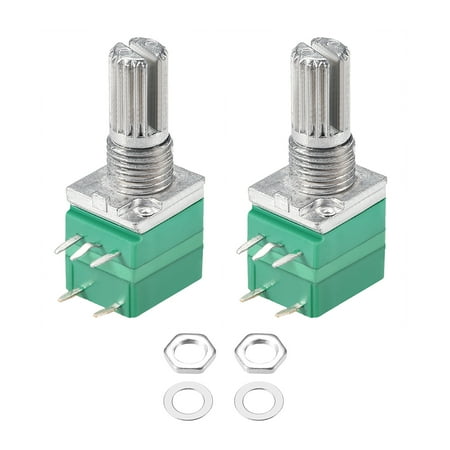 Uxcell B50K Ohm Single Turn Rotary Film Potentiometer Variable Resistors Carbon Green 2pcs