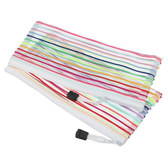 Uxcell B6 Colorful File Bags Storage Organizer Mesh Zipper Pouches, White 6 Pack
