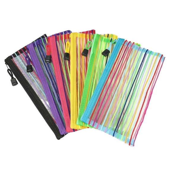 Uxcell B6 File Bags Storage Organizer Mesh Zipper Pouches, Multicolor 6 Pack