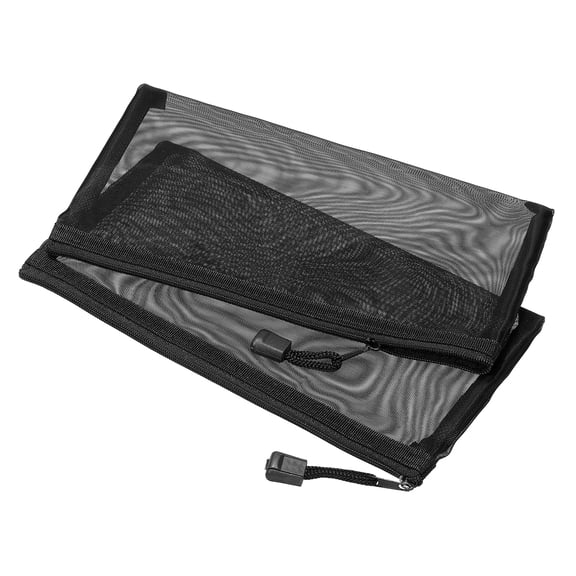 Uxcell B6 File Pouch Storage Pockets Mesh Zipper Bags, Black 6 Pack