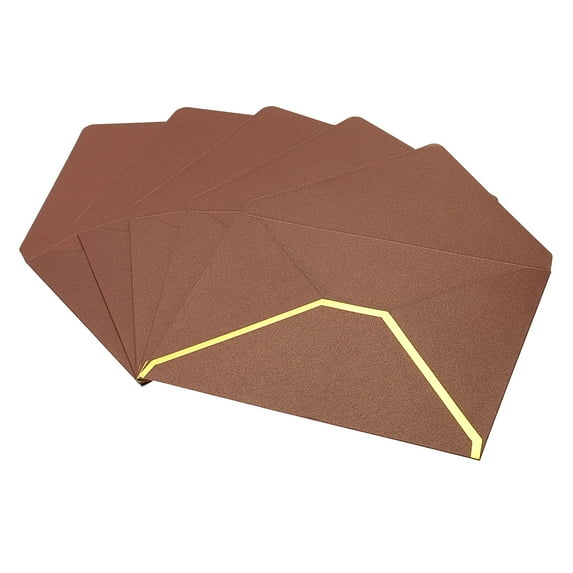 Uxcell B6 Luxury V Flap Gold Border Invitation Wedding Envelopes, Brown 20 Pack
