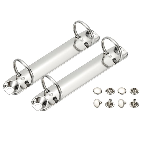 Uxcell B7 2 Hole Ring Binder Mechanisms, 2 Set 0.8" O Ring Replacement Binder Planner Loose Leaf Binding Spines for Organizers DIY Fill Paper Storage Folder Accessories, 25mm Silver Tone