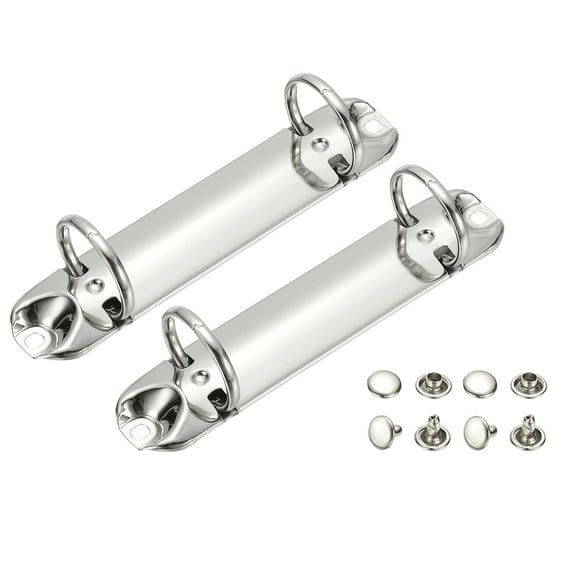Uxcell B7 2 Hole Ring Binder Mechanisms, 2 Set 1" O Ring Replacement Binder Planner Loose Leaf Binding Spines for Organizers DIY Fill Paper Storage Folder Accessories, 25mm Silver Tone