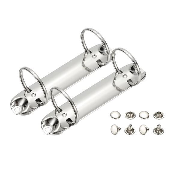 Uxcell B7 2 Hole Ring Binder Mechanisms, 2 Set 1" O Ring Replacement Binder Planner Loose Leaf Binding Spines for Organizers DIY Fill Paper Storage Folder Accessories, 38mm Silver Tone