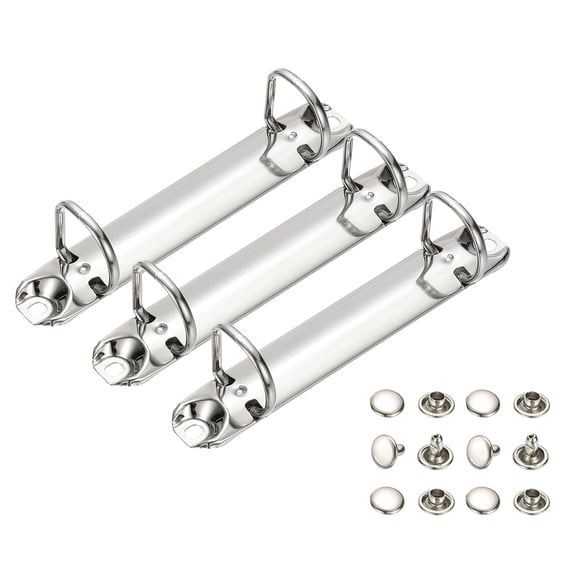 Uxcell B7 2 Hole Ring Binder Mechanisms, 3 Set 0.8" D Ring Replacement Binder Planner Loose Leaf Binding Spines for Organizers DIY Fill Paper Storage Folder Accessories, 20mm Silver Tone