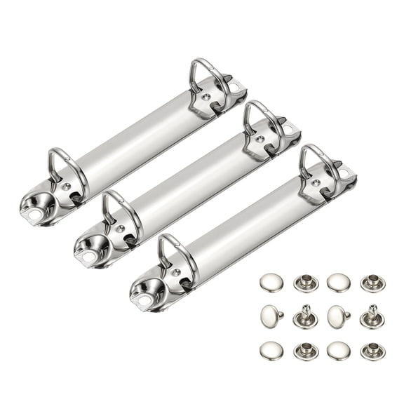 Uxcell B7 2 Hole Ring Binder Mechanisms, 3 Set 0.8" D Ring Replacement Binder Planner Loose Leaf Binding Spines for Organizers DIY Fill Paper Storage Folder Accessories, 16mm Silver Tone
