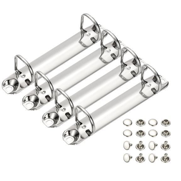 Uxcell B7 2 Hole Ring Binder Mechanisms, 4 Set 0.8" D Ring Replacement Binder Planner Loose Leaf Binding Spines for Organizers DIY Fill Paper Storage Folder Accessories, 20mm Silver Tone