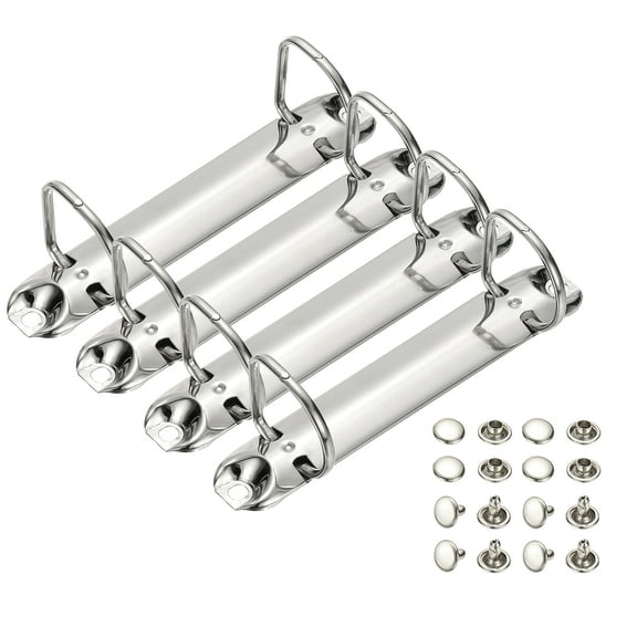Uxcell B7 2 Hole Ring Binder Mechanisms, 4 Set 0.8" D Ring Replacement Binder Planner Loose Leaf Binding Spines for Organizers DIY Fill Paper Storage Folder Accessories, 25mm Silver Tone