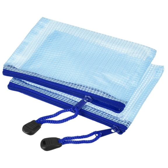 Uxcell B8 File Document Pockets Bill Pouch Mesh Zipper Bags, Blue 6 Pack