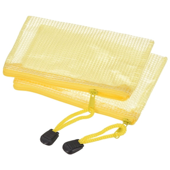 Uxcell B8 File Document Pockets Bill Pouch Mesh Zipper Bags, Yellow 3 Pack