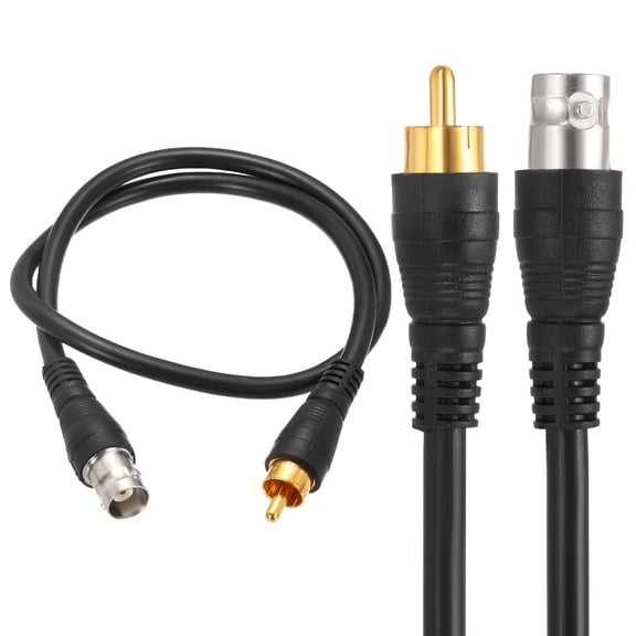 Uxcell BNC Female to RCA Male Coaxial Cable, 0.5M RG59 75-3 Video Cable Extension Connector for DVR CCTV Camera Security System Monitor Video Connection, Black