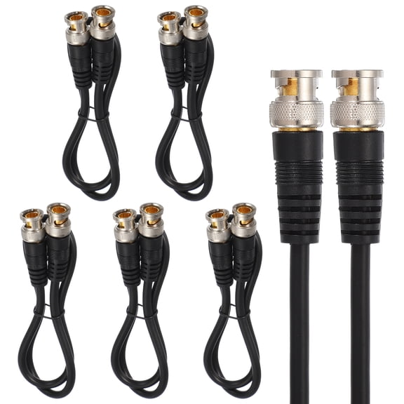 Uxcell BNC Male to BNC Male Coaxial Cable, 5Pcs 0.5M RG59 75-3 Video Cable Extension Connector for DVR CCTV Camera Security System Monitor Video Connection, Black